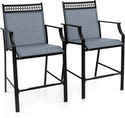 Set di 2 sedie da giardino, sgabello da bar con portata fino a 180 kg, sedie da bistrot con poggiapiedi, per giardino, cortile, patio (blu)