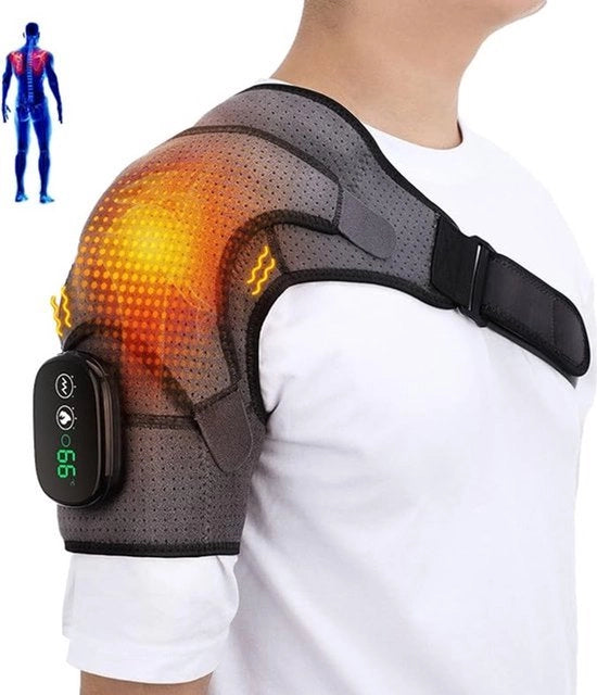 Prodotti per la spalla, cuscino per la spalla riscaldante, cuscino per massaggi wireless per la spalla, unisex (nero-grigio)