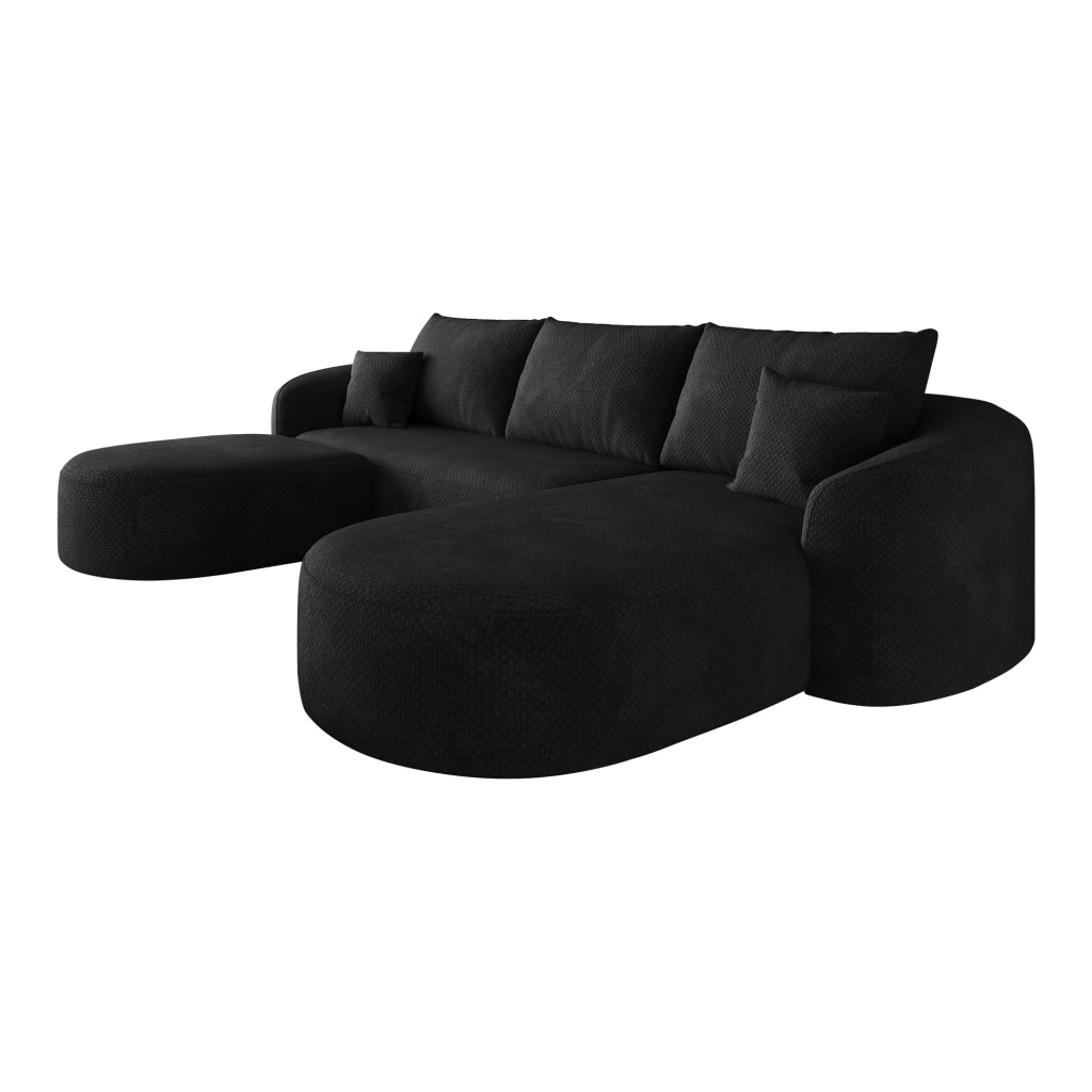 Divano angolare modulare a U senza montaggio in tessuto nero 266 × 168 × 85 cm