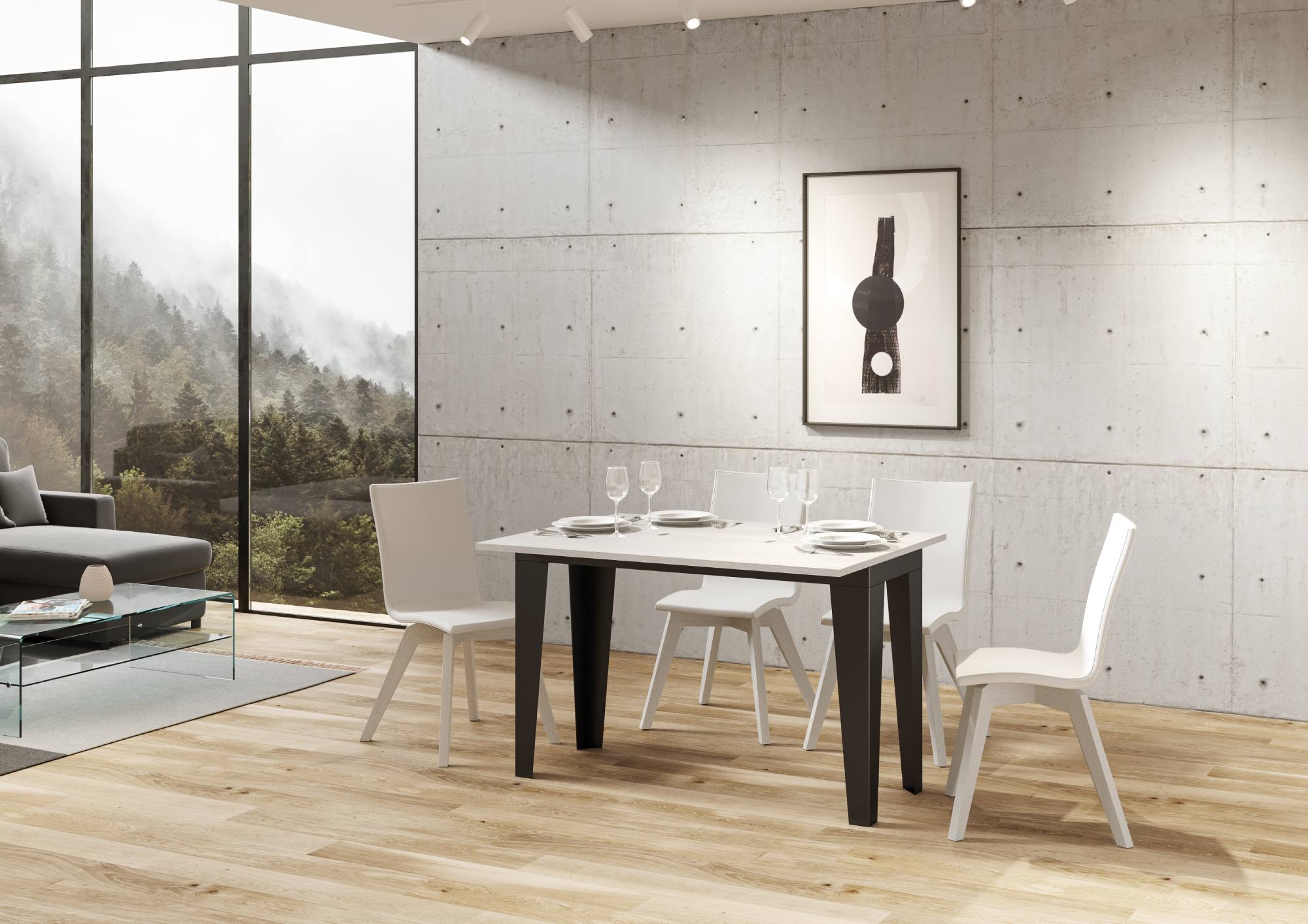 Tavolo Salvaspazio Allungabile 120x45/90x80/78 cm Flame Double Bianco Frassino