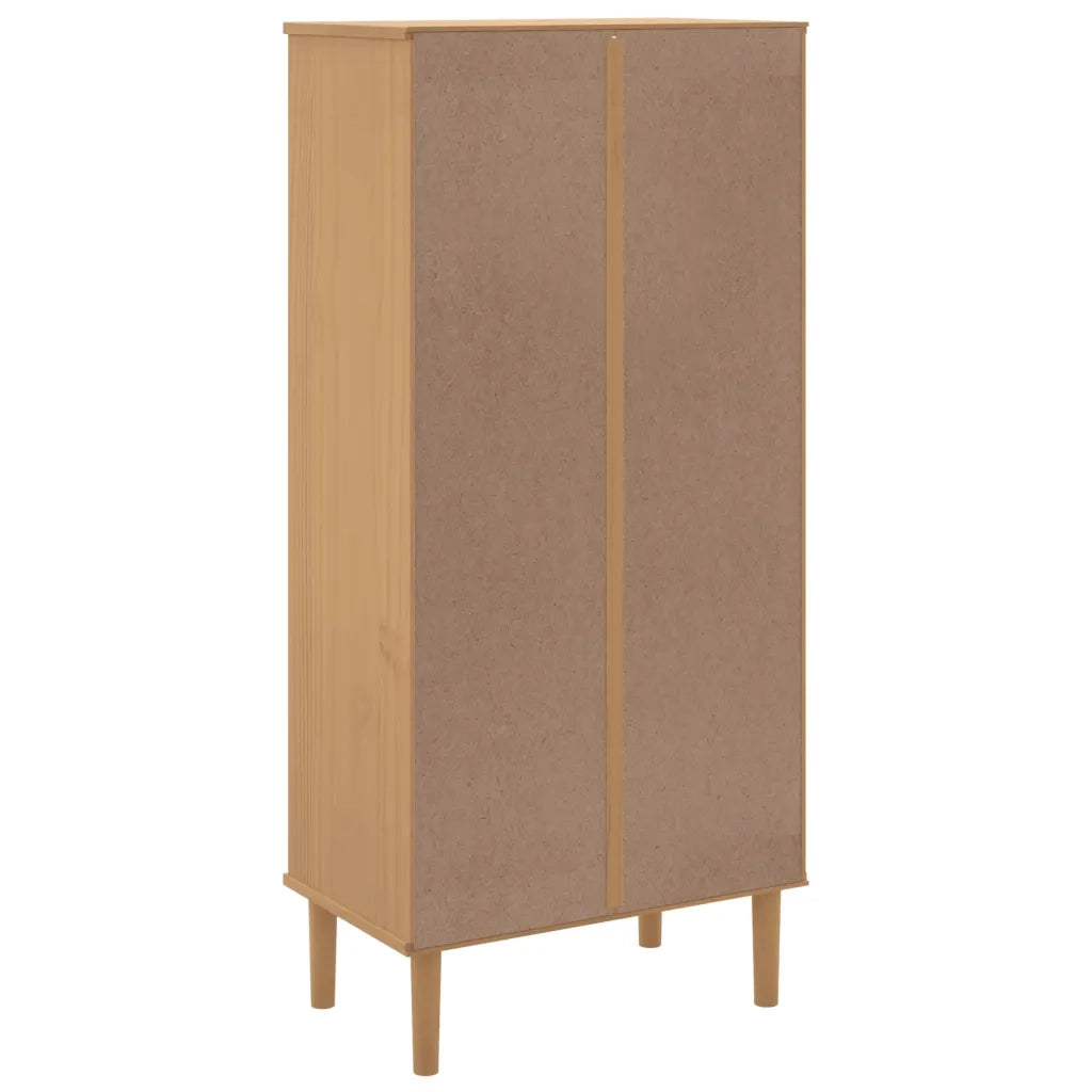 Credenza-Buffet-Armadio da cucina SENJA Aspetto Rattan Marrone 60x35x130 cm Legno Pino