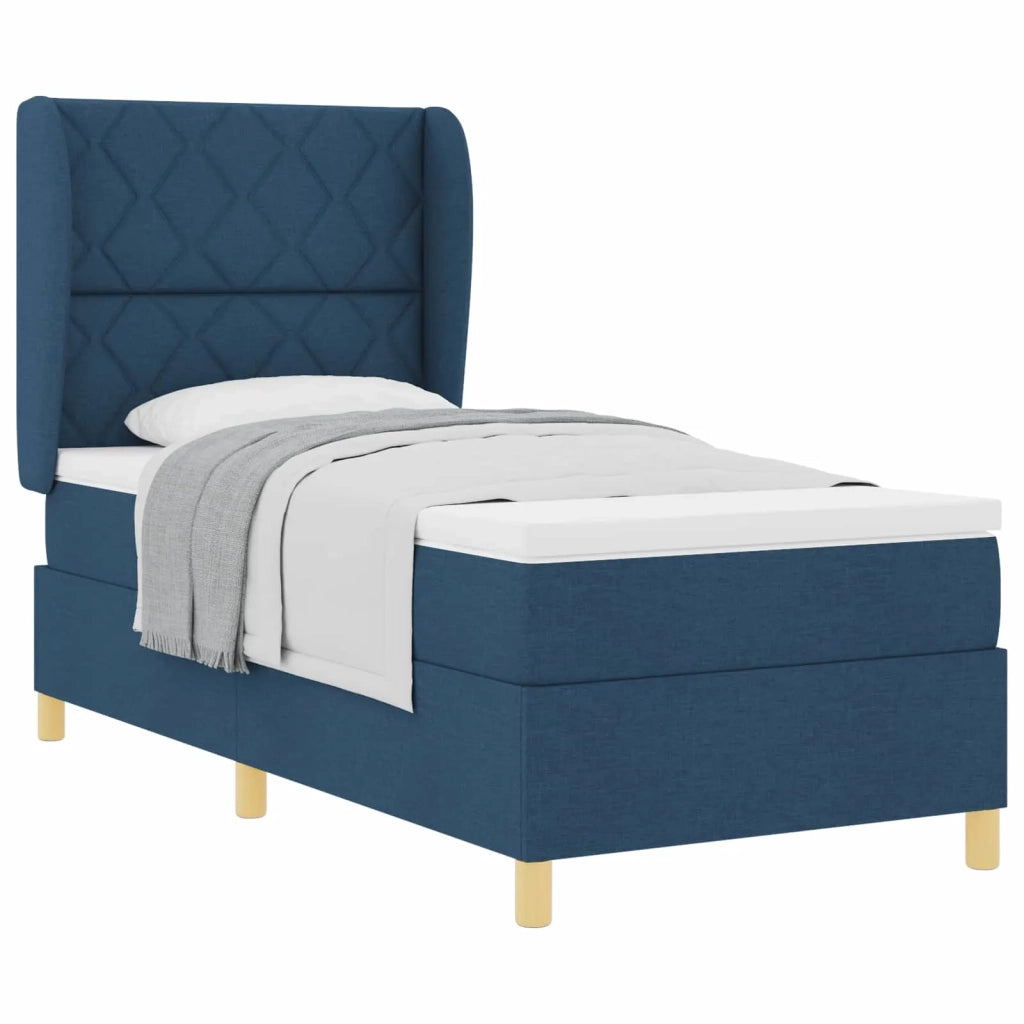 Letto a molle con testiera Blu 200 x 90 cm Tessuto 3340801