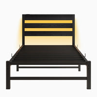 Letto 90x200cm LED - Xylo - USB spazio sotto letto metallo