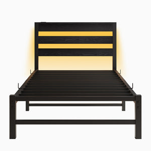 Letto 90x200cm LED - Xylo - USB spazio sotto letto metallo