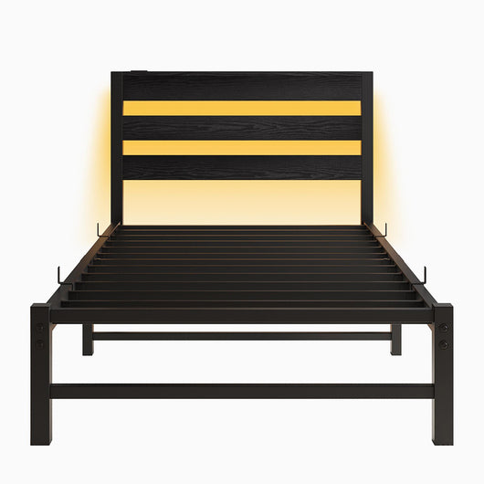 Letto 90x200cm LED - Xylo - USB spazio sotto letto metallo