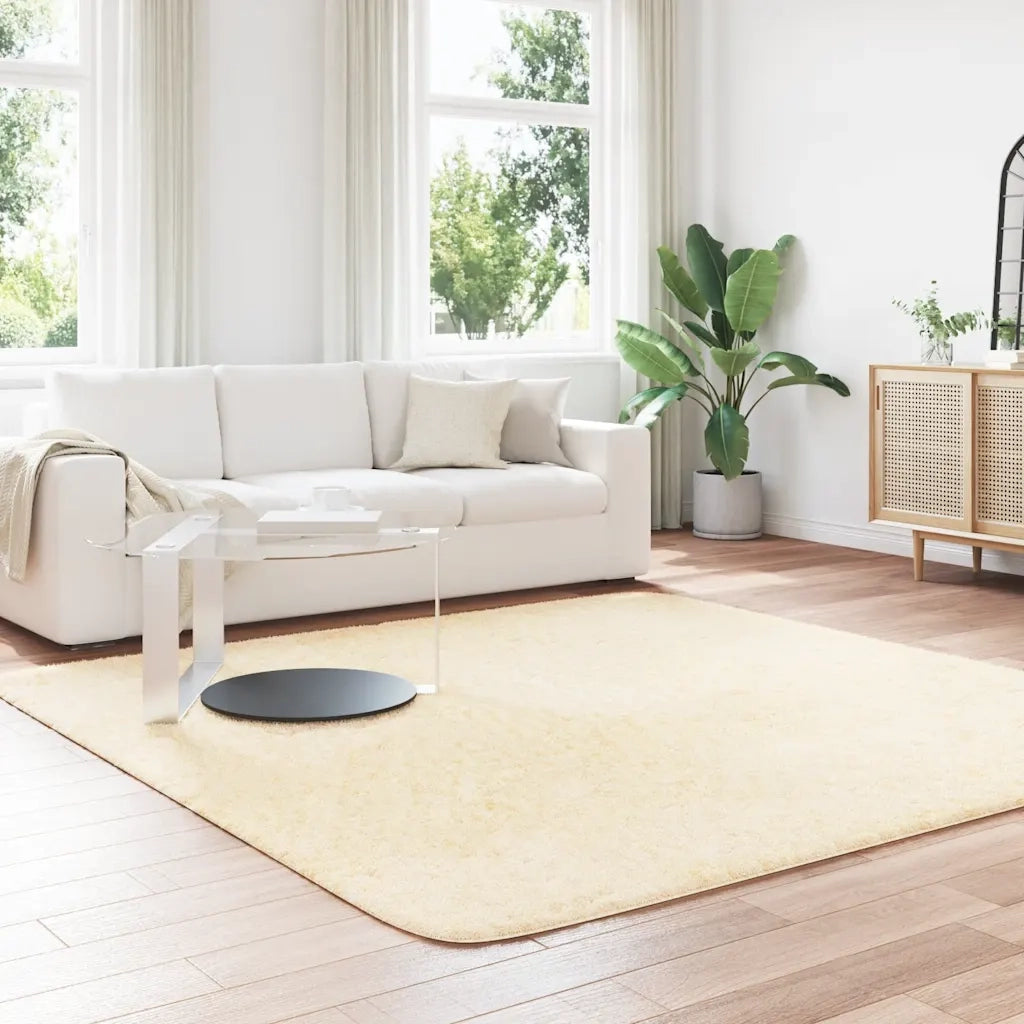 Tappeto Shaggy a Pelo Lungo NAVARRA Crema 240x240 cm poliestere 4102887
