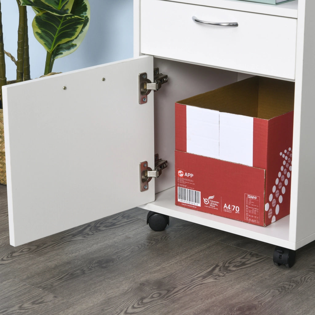 Scrivania con cassetti e ruote ¨C zephmum ¨C bianco 80x50x75 cm