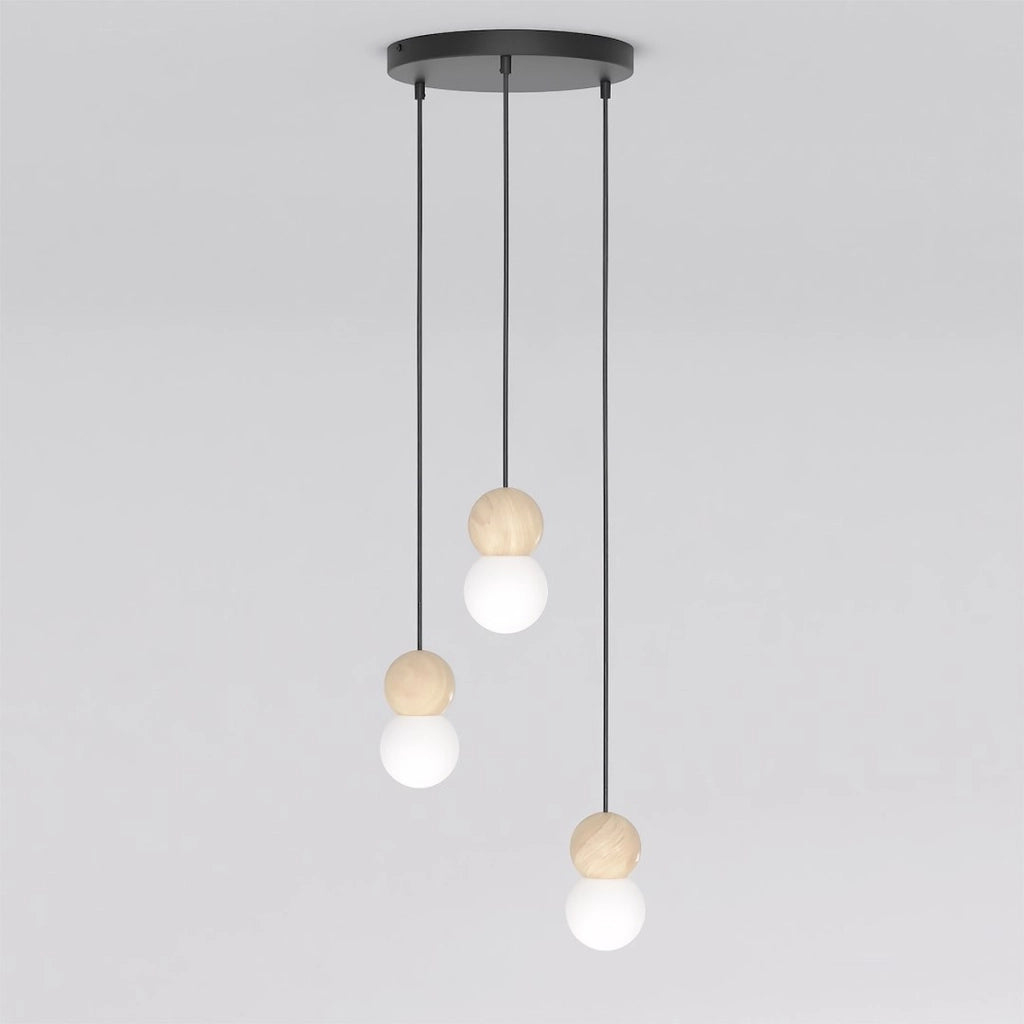 Lampada a sospensione LOOP in acciaio nero e legno