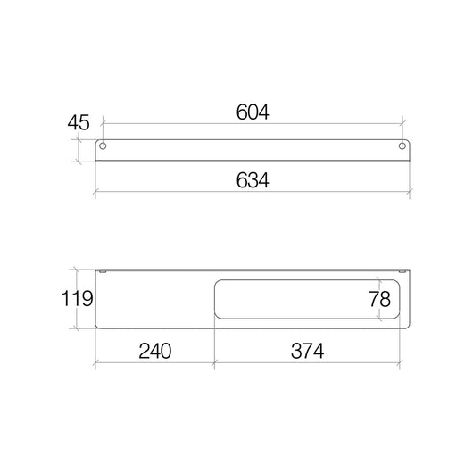 Lineabeta - Porta asciugamani/accessori con mensola Saeta L.63,4 cm in alluminio nero foro DX