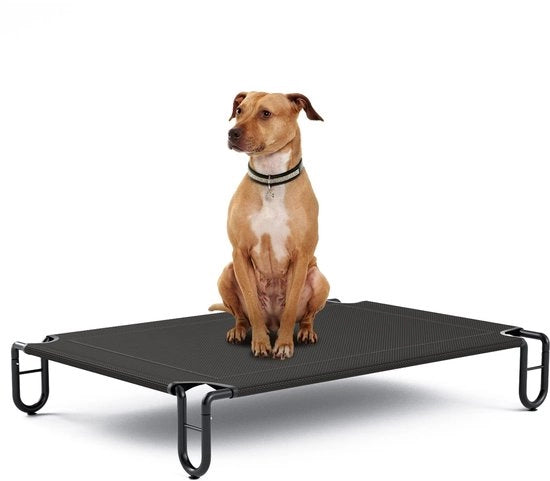 Letto per cani elevabile fino a 55 kg, letto per animali da esterno, lettini per cani lavabili, lettino per cani, lettino per cani per cani di taglia media, 122 x 85 x 20 cm con piedini antiscivolo per giardino, interni ed esterni
