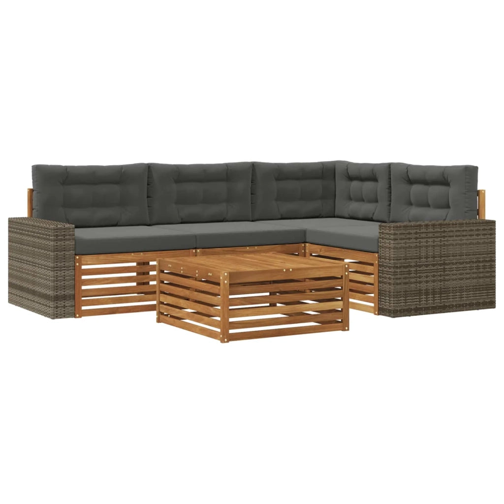 Set di divani da esterno 5 pz Naturale e Antracite Poliestere 3383340