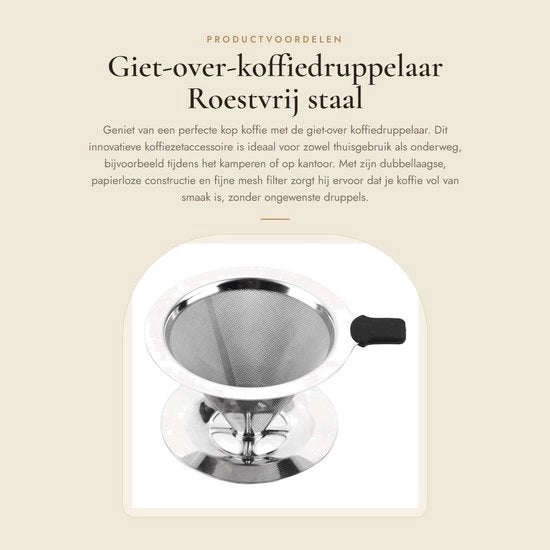 Doppio strato filtro per caffè in acciaio inossidabile - riutilizzabile - filtro a maglia fine - per macchina caffè da 1-2 cup - per uso domestico/ufficio/camping