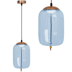Lampada Led Da Soffitto Pensile Di Vetro Blu App443-cp