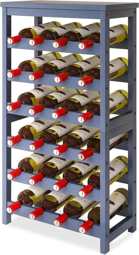 Organizzatore a 6 livelli in bambù per 24 bottiglie - grigio - per cucina e tavola
