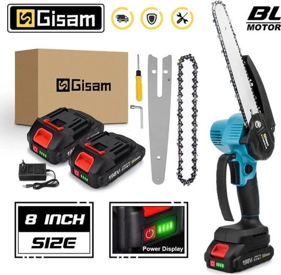 Taglia catena elettrica portatile - ricaricabile - 2 batterie - 15 cm - colore blu