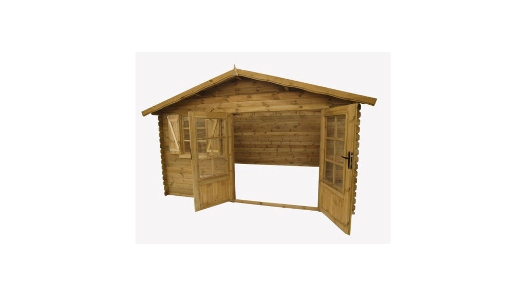 Casetta da giardino in legno - 16m2 - 4x4m - impregnata - 28mm - colore: marrone - DOM181 - ALTANKA