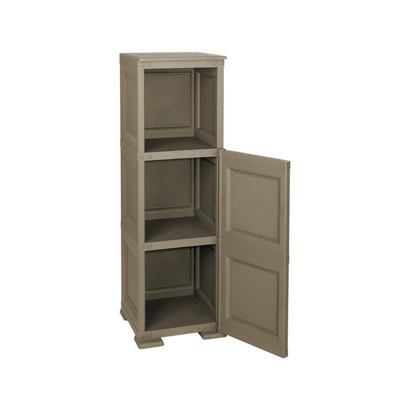 MOBILE 2 MODULI WENGÉ 40X43X125 CM CON ANTE FINITURA LEGNO E 1 MODULO SCAFFALE – SOLUZIONE VERTICALE SALVASPAZIO PER ORGANIZZAZIONE CASA