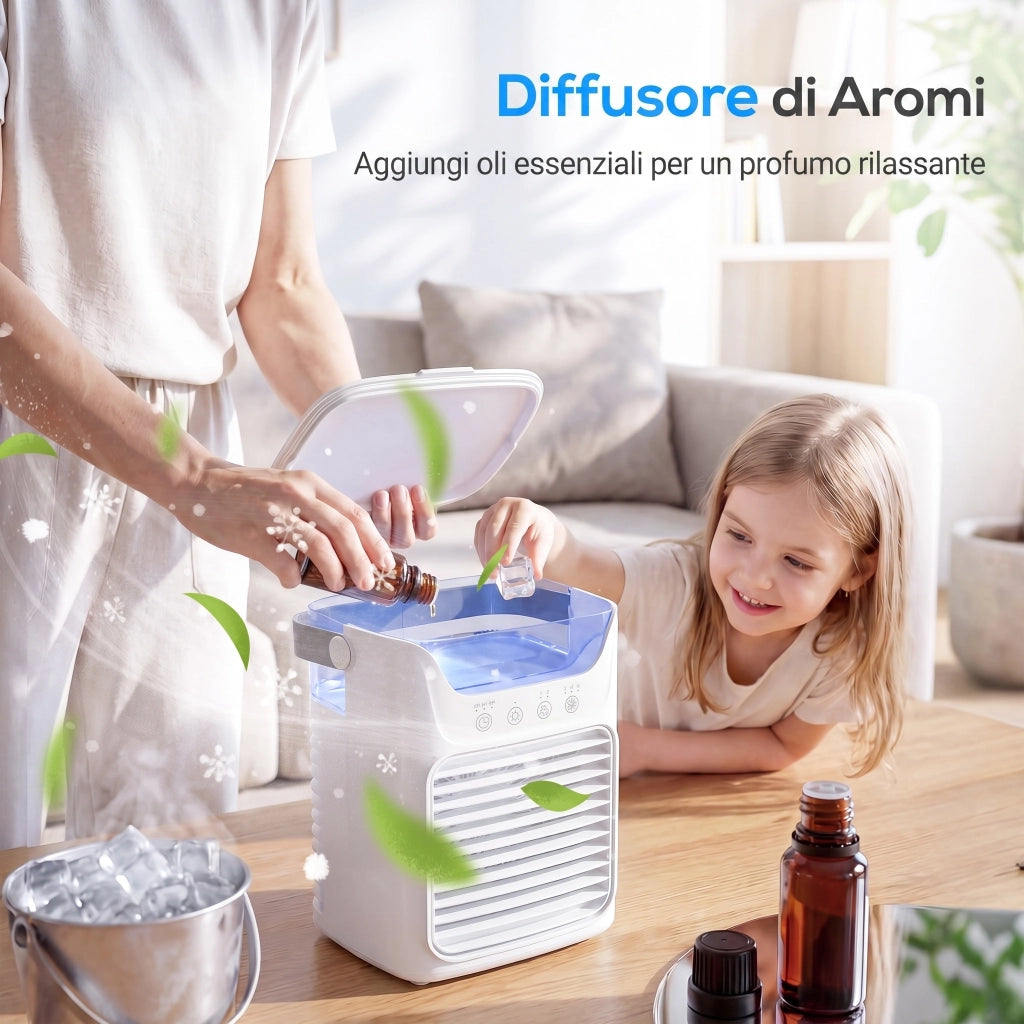 Ventilatore da Tavolo con 3 Velocit¨¤, Luce RGB e Testa Regolabile ¨C Zephmum ¨C Bianco