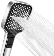 Douchekop idrorisparmiante - 7 tipi di getto - douchekop con interruttore di acqua - regolazione di un solo mano e bocchetta di silicone anticondensazione - grande douchecapacità - pompa a pressione aumentata (argento)
