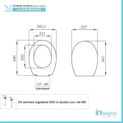 Copriwater compatibile serie Ellisse Ideal Standard bianco in termoindurente