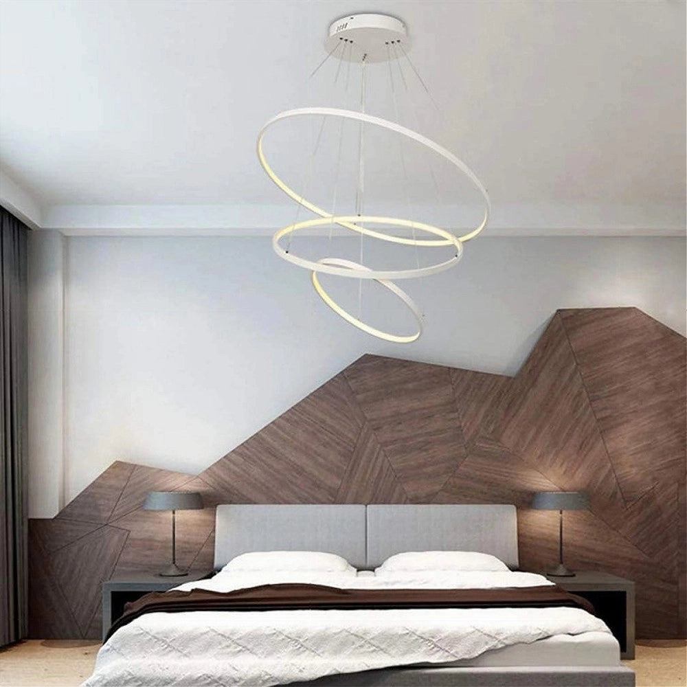 Trade Shop - Lampadario A Sospensione 51 W Led Forma Pianeta Bianco 3 Colorazione Luce A64-3c -