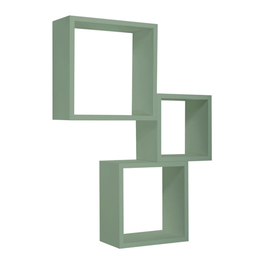 Set di 3 Mensole da Muro MODELLO INCUBO, Cubi Arredo, Mensole Cubo, Cubi da Parete. Misure 35x35 p15.5 cm 30x30 p15.5 cm e 25x25 p15.5 cm. Finitura  VERDE ACQUA MARINA - MADE IN ITALY