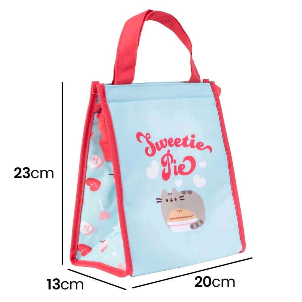 Borsa Termica Pranzo Collezione Purrfect Love con Tasca Laterale a Rete Blu / Rosso Pusheen