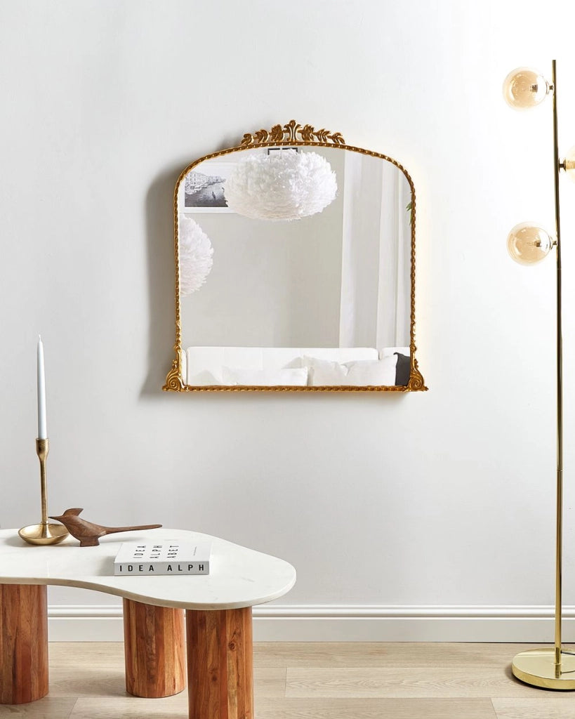 Specchio da parete in metallo dorato 71 x 71 cm Specchio decorativo da parete in stile glamour da appendere