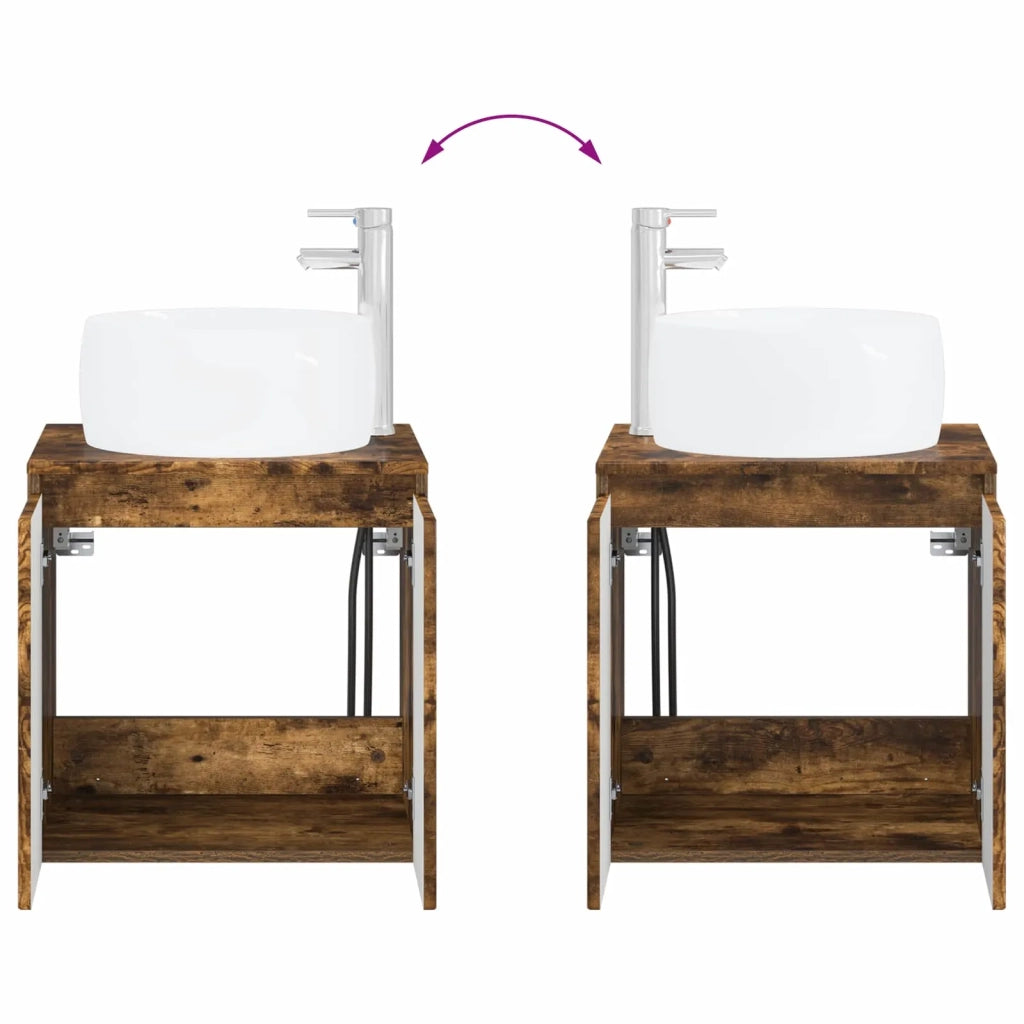 Set di mobili per il bagno 2 pz Rovere Fumo 3404099