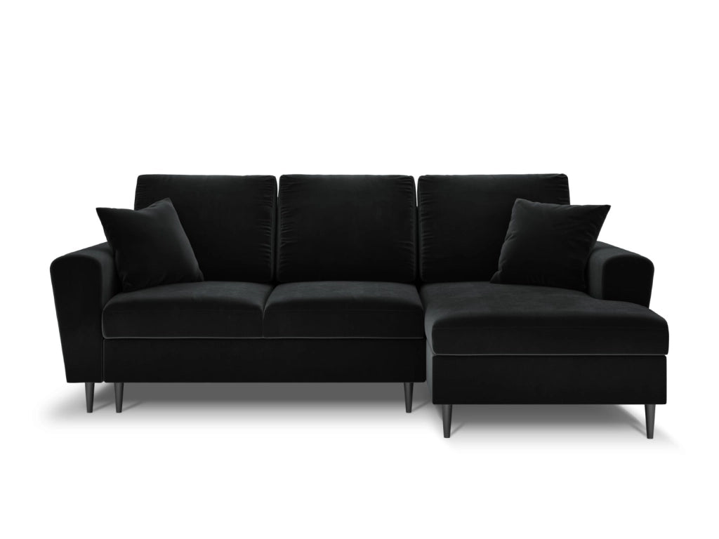 Cosmopolitan Design - Divano convertibile angolare destro con contenitore "Kyoto" 4 posti in velluto nero 