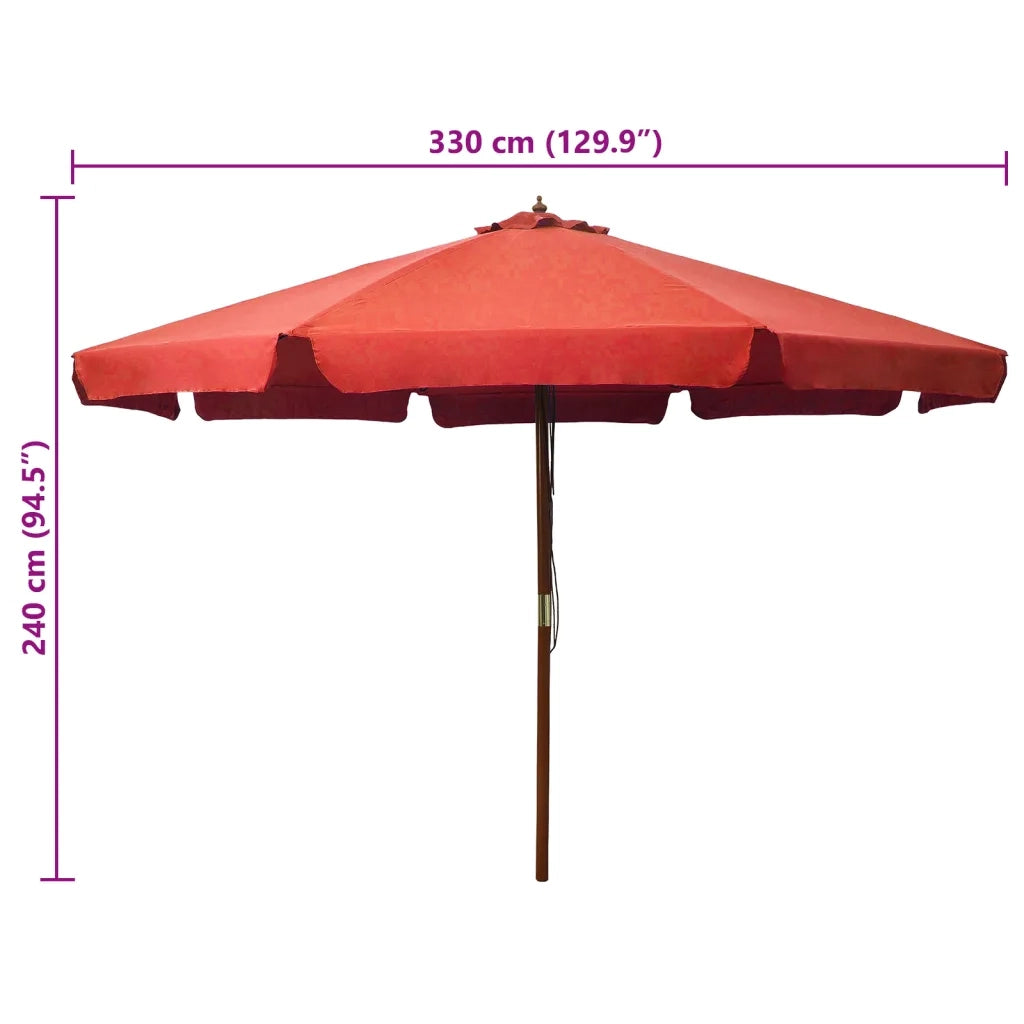 Ombrellone da Esterni con Palo in Legno 330 cm Terracotta 47217