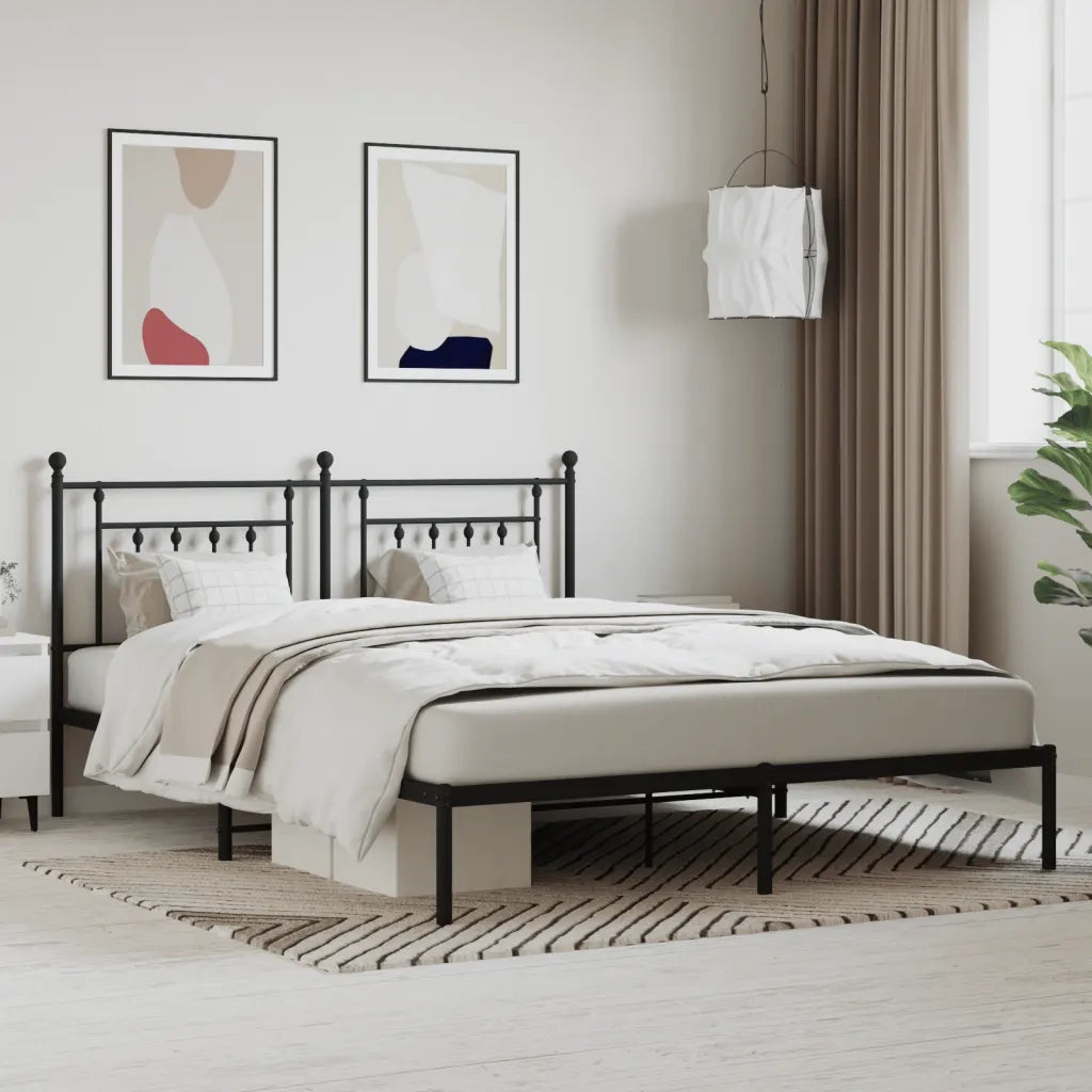Giroletto con Testiera-Struttura Letto con testiera in Metallo Nero 160x200 cm 142762