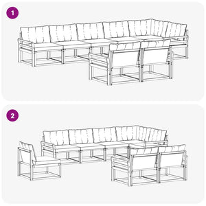 Set di divani da esterno con cuscino 8 pcs Naturale e Beige 3369580