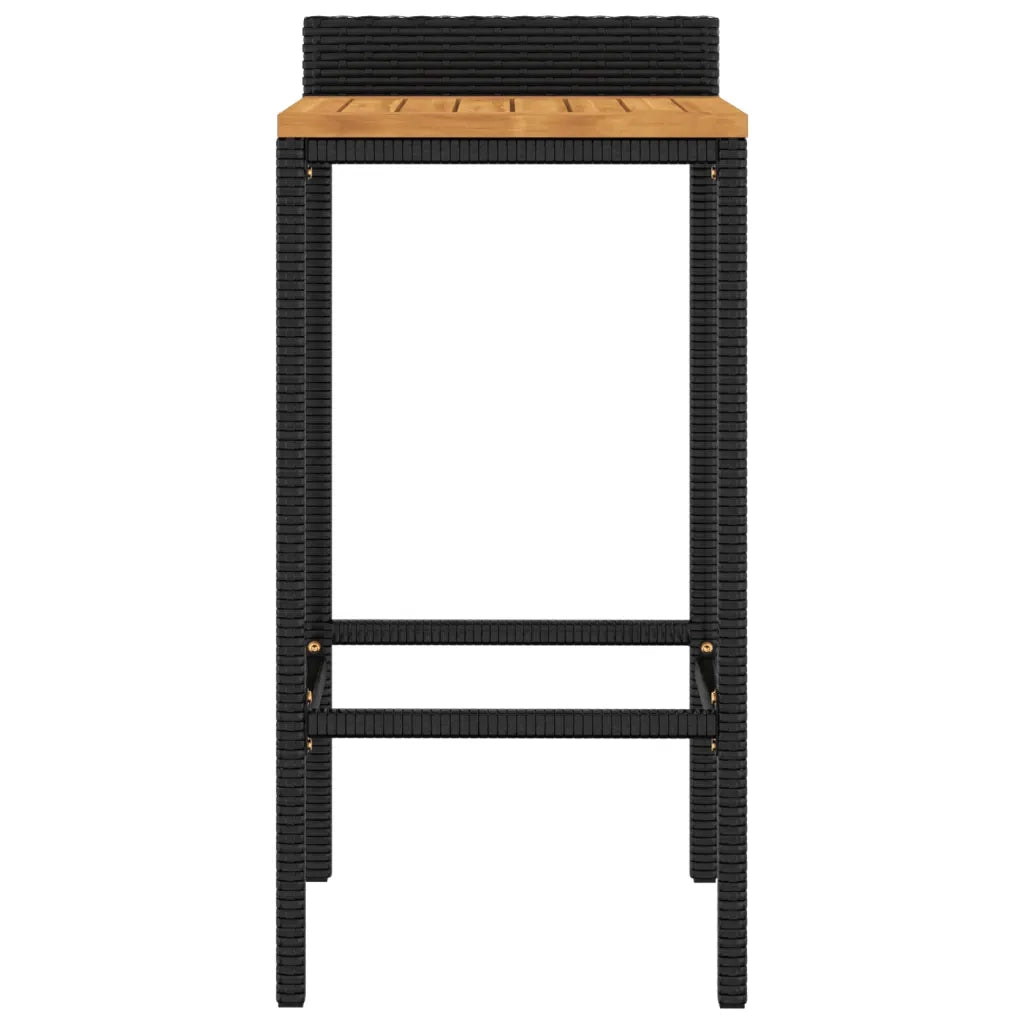 Sgabelli da Bar 2pz Neri Polyrattan e Legno Massello di Acacia 362602