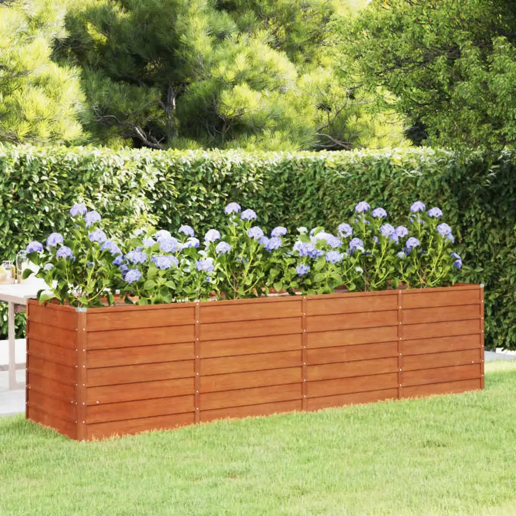 Letto Rialzato da Giardino Ruggine 320x80x77 cm Acciaio Corten 151963