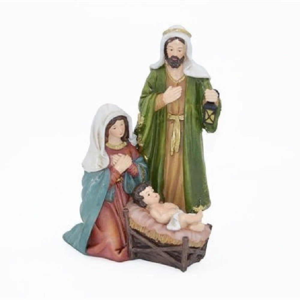 Trade Shop - Presepe Natività In Resina Scenario Sacra Famiglia Decorazioni Natalizie H24cm -