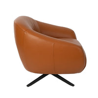 Poltrona girevole in pelle marrone