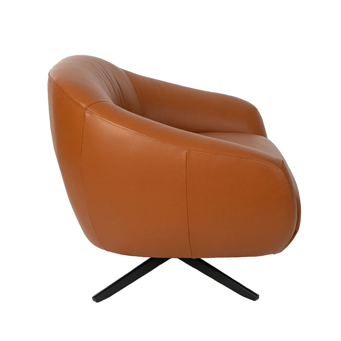 Poltrona girevole in pelle marrone