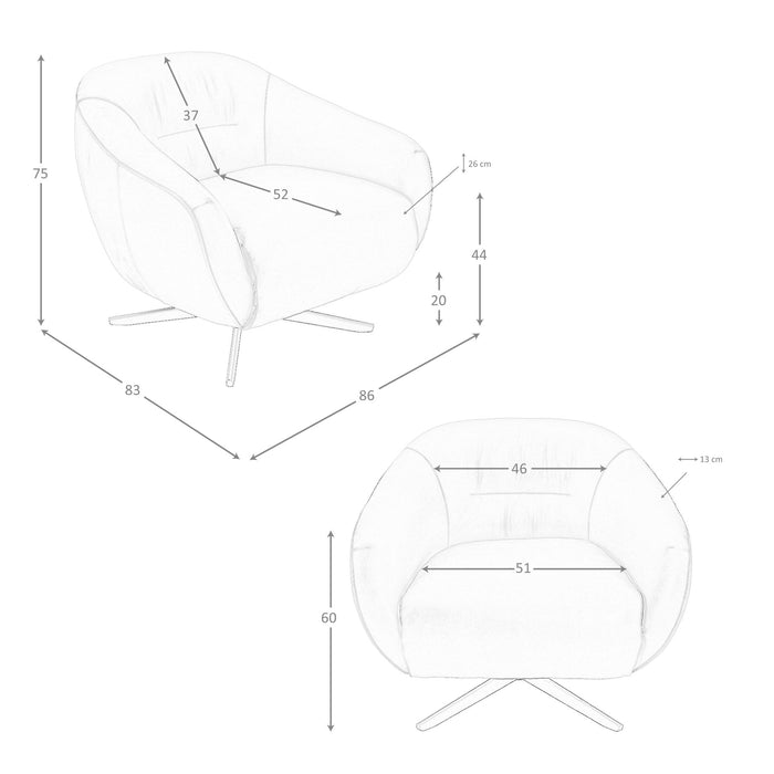 Poltrona girevole in pelle marrone