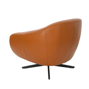 Poltrona girevole in pelle marrone