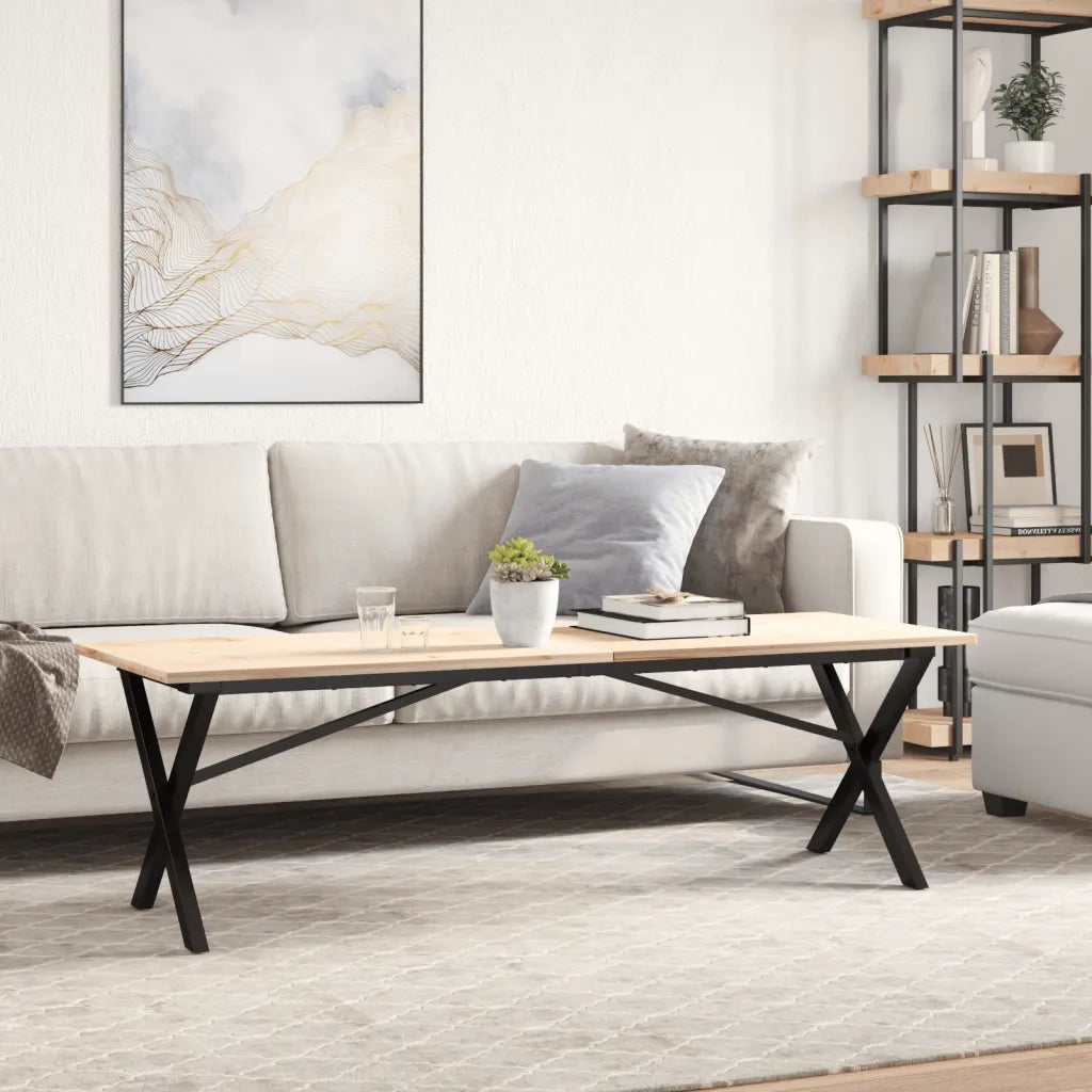 Telaio Gambe a X per Tavolino da Salotto 140x30x43cm in Acciaio