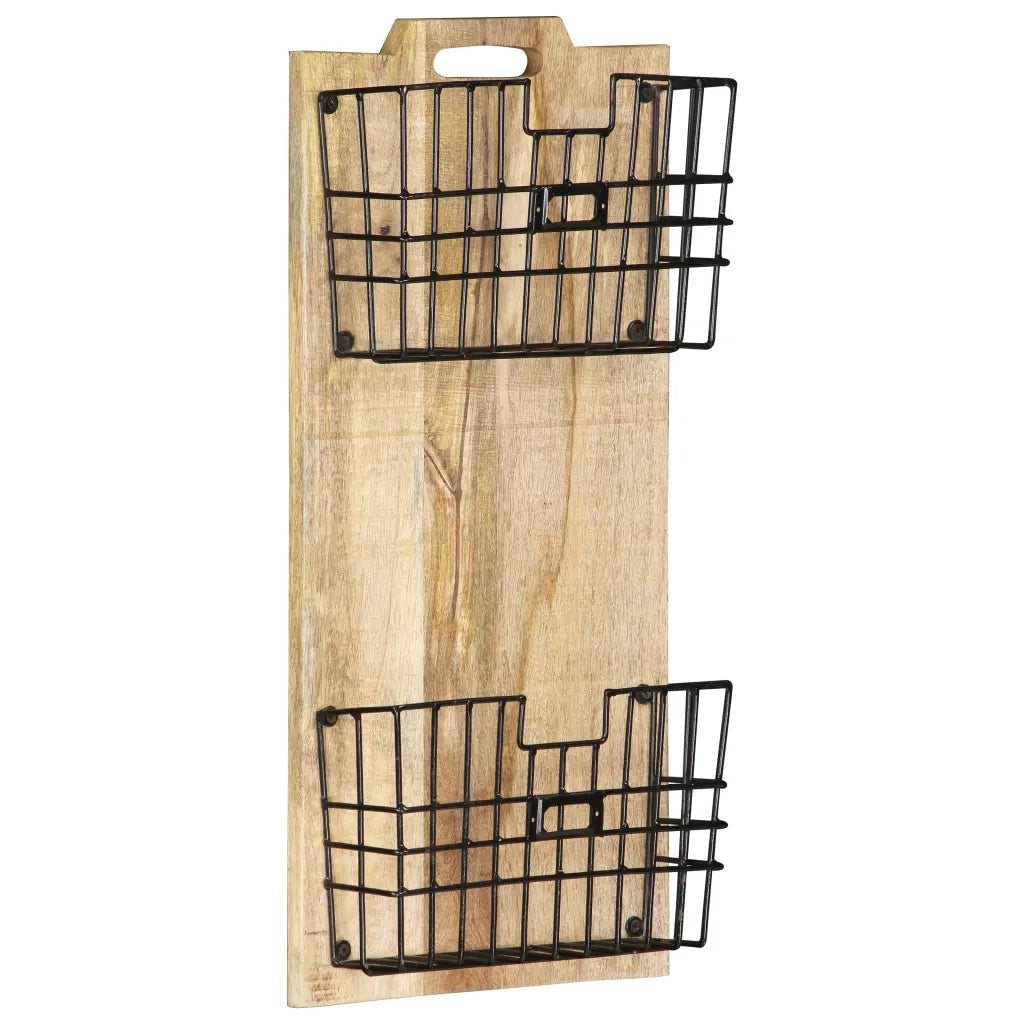 Portariviste a Parete 33x10x67 cm in Massello di Mango Grezzo 285878