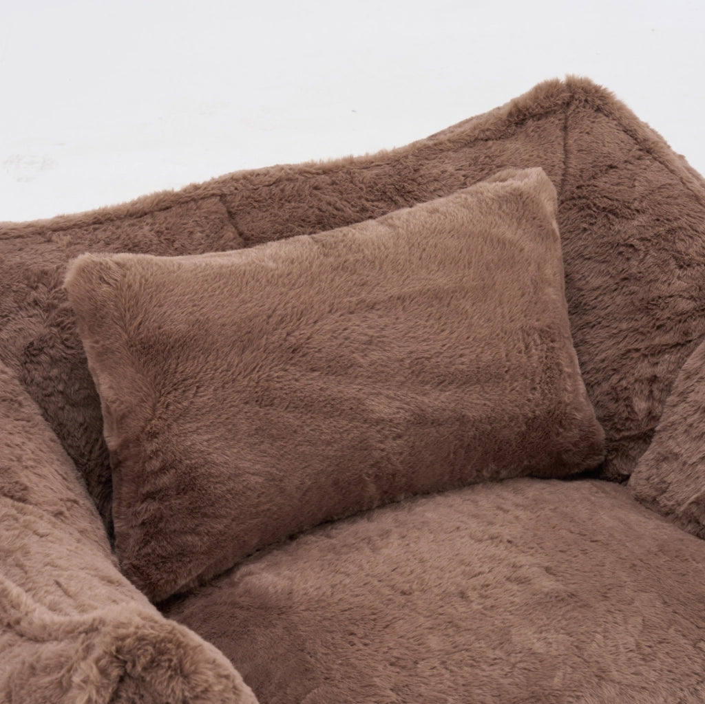 Poltrona con poggiapiedi ergonomica in tessuto tecnico marrone