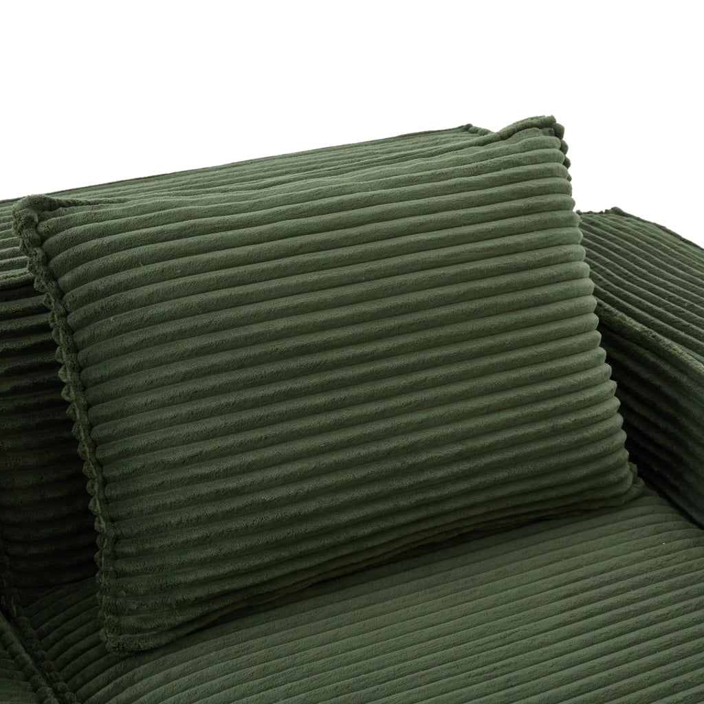 DIVANO modulare 2 posti 188x90x75 cm in corduroy verde con portabicchieri