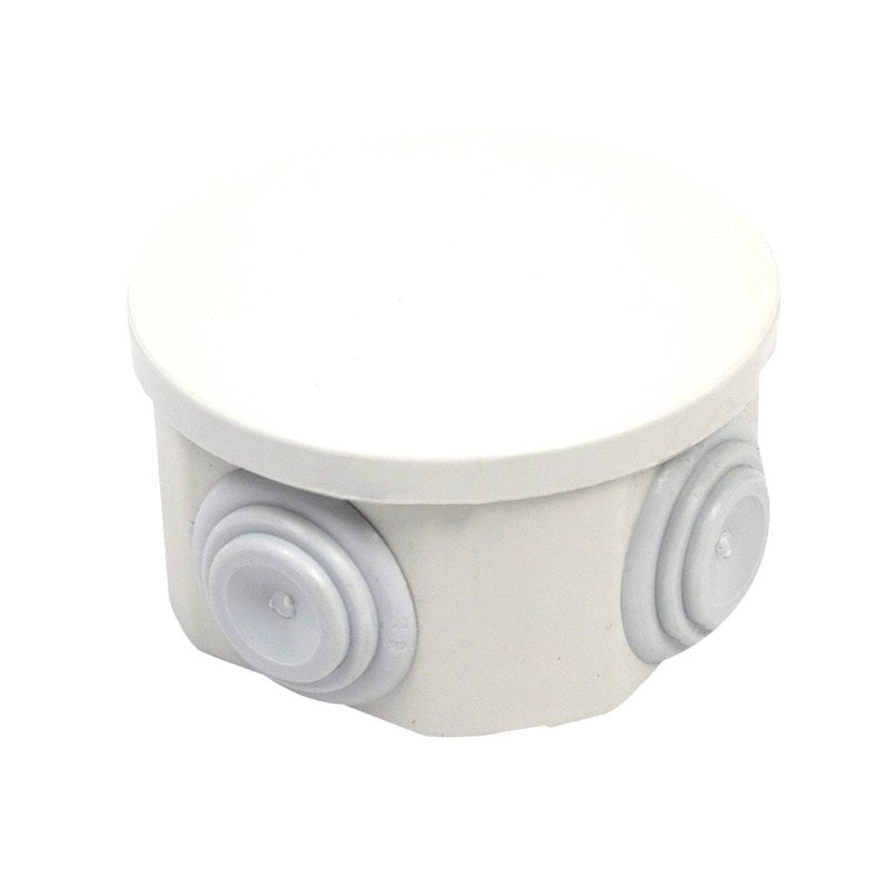 Scatola Di Derivazione Da Parete Stagna IP44 Con 4 Uscite Passacavi Tonda D65X35mm Coperchio A Pressione
