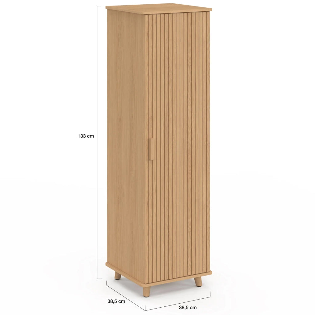 IDMarket - Mobile contenitore JULIETTE a 1 anta e 3 ripiani in rovere effetto doghe