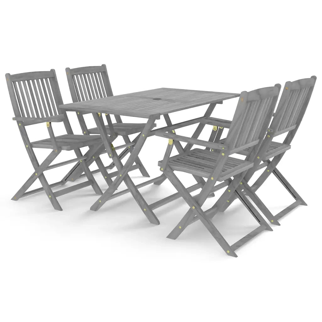 Set da Pranzo per Giardino 5 pz Legno Massello di Acacia Grigio
