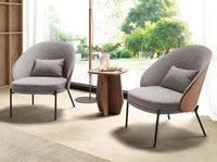 Poltrona in tessuto grigio e noce