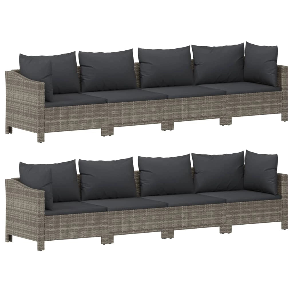 Set di mobili da giardino mobili da esterno 9 pezzi con cuscini resina intrecciata grigia 02_0018025