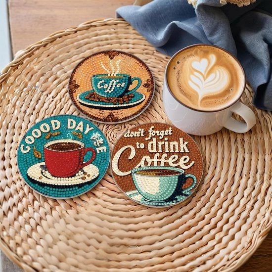 Onderzetti con Supporto - 8 Pezzi - Onderzetti per Vetrini - Antiscivolo - Ceramici - Diametro 10 cm - Design DIY - Coaster